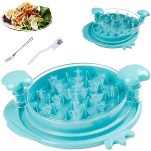 Chicken Shredder Tool with Brush - 10" Meat Grinder for Pulled Pork, Beef & Vegetables | Non-Slip Chicken Base, Dishwasher Safe & Ergonomic Grip,Cyan
