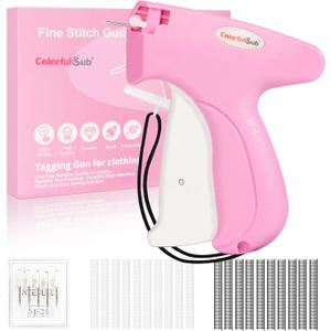 Stitch Gun for Clothes Sewing, Handheld stitchy Quick Clothing Fixer, Sticky Gun for Clothes Quick Stitch Sewing Gun kit Includes 6 Needles and 2000 Fasteners (Pink)
