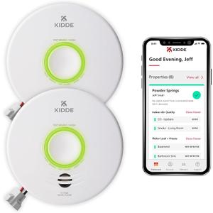 Kidde Smart Smoke Detector, WiFi, Alexa Compatible Device, Hardwired w/Battery Backup, Voice & App Alerts, 2 Pack