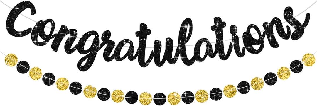 BEISHIDA Congratulations Banner(NO-DIY) Black 2026 Graduation Banners, Grad Congrats Class of 2026 Party Supplies,Garland for Congratulation Graduation,Wedding,Retirement Party Decor