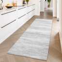 PADOOR Modern Abstract Runner Rug - 2x6 Washable Hallway Rugs, Ultra Soft Non-Slip Low Pile Floor Rugs for Hallway Entryway Kitchen Bedroom Bedside Laundry Room Grey