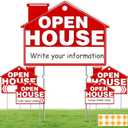 Remiawy Open House Signs for Real Estate, 5 Packs 17" x 13" Large Double Sided Yard Signs with Metal Stakes Weather Proof Open House Sign with Directional Arrows for Real Estate Agent Property Sale