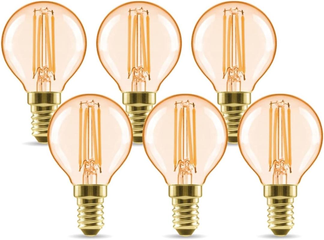 LVWIT 4W E14 G45 LED Filament Bulb, 6 Pack
