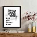 arteWOODS Funny Raccoon Bathroom Wall Art - Rustic Farmhouse Wall Decor with Humorous Quotes Black Framed Print Artwork Cute Animal Pictures for Shower Toilet Restroom Kid's Washroom 8x10 Inch