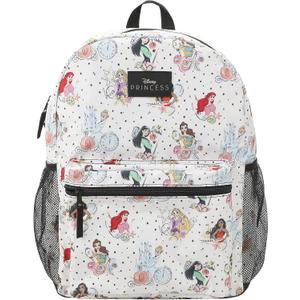Disney Princess Characters All-Over Print 16" White Backpack