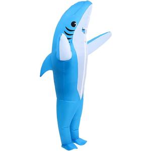 KMiKE Inflatable Shark Costume for Adult(Kids) Funny Halloween Costumes Fantasy Cosplay Blow up Costume (Blue)
