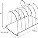 DOITOOL Stainless Steel Toast Rack 6-Slice Bread Holder Stand with Ball Feet and Carry Handle Desktop Bread Storage Rack for Kitchen and Breakfast 5.70X4.72X3.38In