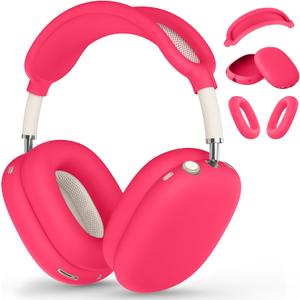 Silicone Case Cover for AirPods Max 2/1 (2026/2024/2020),Ear Pad Case Cover/Ear Cups Cover/Headband Cover for AirPods Max 2&1 (USB-C/Lightning),Accessories for Apple AirPods Max 2 Headphones,Rose Pink