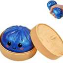 Glitter Dumpling, 2026 Upgrade Glitter Dumplings Squishy Box, Soft Squeeze Decompression Dough with Food Steamer, Stress Relief, Blue