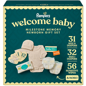 Pampers Gift Set, Diapers, Wipes, and Milestone Gifts, Newborn Set