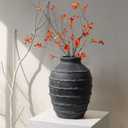 Kokrose Black Terracotta Vase, Black Vases Home Decor for Centerpieces, Large Vintage Rustic Flower Vase for Home Decor, Pottery Ceramic Vases, 11.2 Inch Table Top Fireplace Mantel Decor