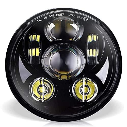 Wisamic 5-3/4 5.75 inch LED Headlight - Compatible with Harley Davidson Dyna Street Bob Super Wide Glide Low Rider Night Rod Train Softail Deuce Custom Sportster Iron 883-Black