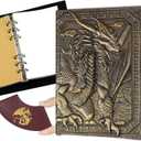 DND Dragon Binder Journal Leather Notebook for Writing Drawing 400 Pages dungeons and dragons D&D dice accessories Role Playing Games,Great DND Gifts (Bronze Huge Dragon)
