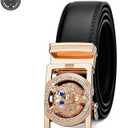 Numney Luxury Men Belts Black Leather 1.38 inch Width Designer Belts for Men,Used for Mens Dress Casual Adjustable Belt (Black)