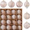 16Pcs Vintage Rustic Christmas Ball Ornaments - Large Shatterproof Neutral Christmas Ornaments Set Farmhouse Christmas Decor for Xmas Tree Home Party Holiday (Bronze)