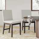 Nathan James Gracie Scandinavian Dining Chair with Cushion, Boucle Dining Chair with Solid Wood Frame, Cream Boucle/Dark Brown, Set of 2