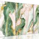 3Pcs Green and Gold Wall Art Emerald Green Abstract Boho Marble Wall Decor Modern Luxury Posters Prints Pictures Paintings Artwork for Living Room Bedroom Bathroom Home Decorations(16x24 in Canvas), 24"L x16"W