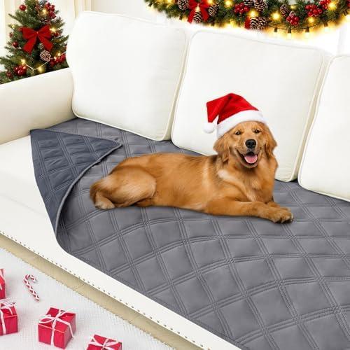 Smiry Waterproof Dog Bed Cover Blanket 30x70, Soft Reversible Pet Blanket, Washable Leakproof Cats Dogs Couch Cover for Sofa, Couch, Furniture, Lattice, Grey/Dark Grey