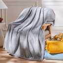 NEWCOSPLAY Super Soft Throw Blanket Grey Premium Silky Flannel Fleece Leaves Pattern Lightweight Bed Blanket All Season Use (Grey, Throw(50"x60"))