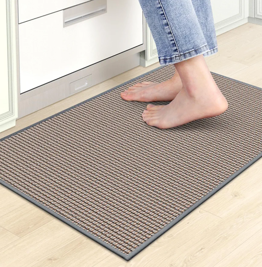 Kitchen Mats for Floor, Kitchen Rug, Nonskid, Washable, Absorbent Kitchen Runner Rug for in Front of Sink, Entryway, Rubber Backing Indoor Door Mat, Farmhouse Style Standing Mat, 17.3"x28", Grey