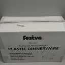 Festiva 350Pcs Gold Plastic Plates - White and Gold Dinnerware Set Disposable include 10" & 7" Plates,Cups,Silverware,Napkins -serve 50 Guests Perfect for Wedding& Easter&Birthday Party