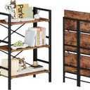 Homeiju Folding Bookshelf No Assembly, 3 Tier Bookcase Foldable Shelf