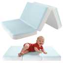 3'' Waterproof Standard Crib Mattress Breathable, 52x27.5 Inch Portable Full Size Mattress for Toddler Floor Bed, Foldable Travel Memory Foam Trifold Mattresses for Toddler Kids