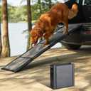 PetThem Upgraded Dog Ramp for Car 71'' X-Long & 19.7" Wider Folding Dog Ramps for Large Dogs with Non-Slip Rug Surface Portable Doggy Ramps for SUV Car & Truck, Up to 250 LBS