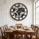 Large World Map Wall Clock 24 Inch,Non-Ticking Metal Decorative Wall Clock, Silent Battery Operated Wall Clock for Living Room, Office,Kitchen & Dining Room Wall Decor