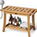 25.2" Shower Benches for Inside Shower, Waterproof HDPS Shower Stool, Teak