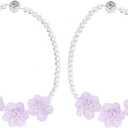 SUQ I OME 1 Pair of Crystal Beaded Magnetic Curtain Tieback with 3 Pieces of Flora, Curtain Clips Buckle Curtain Holder Blingbling Curtain Holdbacks(Purple)