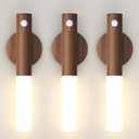 Battery-Operated Motion Sensor Night Lights: 2200mAh Rechargeable Wall Sconces Magnetic Wall Lights Wireless Stairway Lights Portable Hallway Light Wooden Wall Lighting for Bedroom Stair Picture