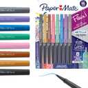 Paper Mate Flair Metallic Felt Tip Pens, City Lights Collection, Glittery Assorted Colors, Premium Ink, 8 Count - Perfect for Writing, Doodling, Bullet Journaling, Glitter, Sparkle, Writing Fun