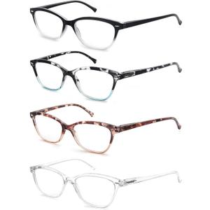 Reading Glasses Women Ladies Readers +0.50 Stylish Women's Magnifying Cheaters Glasses 4 Pack Lightweight Comfortable Fit