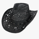 GEMVIE Turquoise Straw Cowboy Hat for Men Women Summer Western Cowgirl Hat Woven Hollow Out Wide Brim Hat
