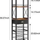 Homeiju Wine Rack Freestanding Floor, Bar Cabinet for Liquor and Glasses, 4-Tier bar Cabinet with Tabletop, Glass Holder, Storage Drawer and Wine Storage for Living Room, Home Bar
