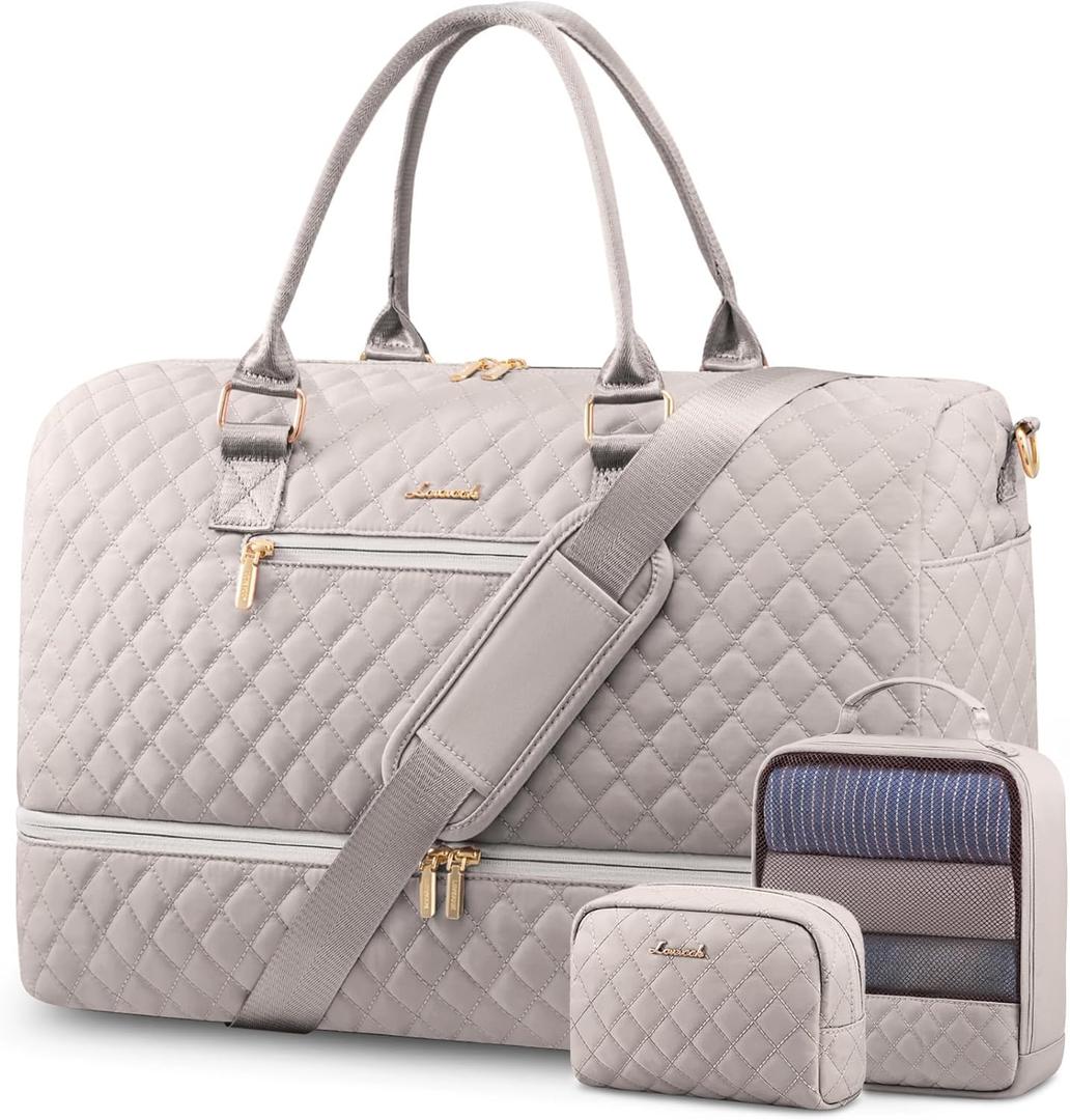 LOVEVOOK Travel Duffle Bag for Women, Weekender Overnight Bag with Shoe Compartment, Carry on Bag with Toiletry Bag, Gym Duffel Bag with Wet Pocket, Hospital Bags for Labor and Delivery 3 Pcs Set (Large, Nude) LOVEVOOK Travel Duffle Bag for Women, Weekender Overnight Bag with Shoe Compartment, Carry on Bag with Toiletry Bag, Gym Duffel Bag with Wet Pocket, Hospital Bags for Labor and Delivery 3 Pcs Set (Large, Nude)