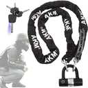 AKM Motorcycle Lock 6.56ft/200cmx10mm Thick Anti-Theft Heavy Duty Chain Locks with 4 Keys Security 16mm U Lock Disc Lock,Super Long Durable Bike Chain Lock for Motorcycles,Containers,Trailers