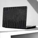 KEROM Compatible with Crocodile MacBook Air 13 Inch Case 2025-2022 M4 M3 M2 A3240 A3113 A2681, Textured Elegant Luxury Aligator Skin Snakeskin PU Leather Hardshell Case & Keyboard Cover, Shiny Black