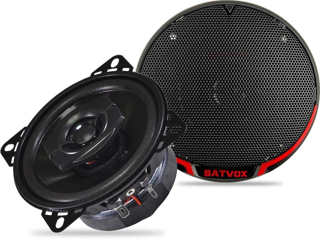 BATVOX CS401 150 Watts 4 Inch 2 Ways 4 Ohm Impedance and Piezo Tweeter for Premium Car Audio Coaxial Car Speakers, Car Stereo Sound System with Removable Grill (2 Speakers)