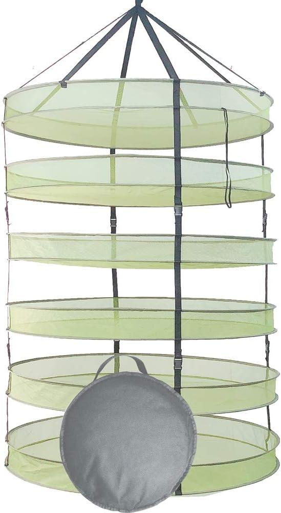 HORTIPOTS Herb Drying Rack 3 ft Hanging Dry Net 36 Inch for Curing Hydroponic Herb Vegetable Fruit Flower (Green)