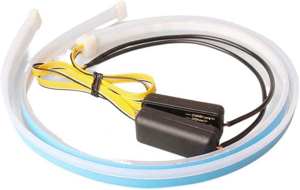 Car Interior Lighting,Two-Color LED Streamer Lamp Car Decorative Turn Signal Ultra-thin Daytime Running Light Light Guide Strip
