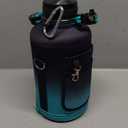 DYSANKY Insulated Water Bottle | Thickened Stainless Steel Vacuum Metal | Portable Sports Half Gallon Large Water Jug for Gym and Hiking with Straw, Carrier Bag, Handle Strap | BPA-Free 64 oz (Black-Cyan)