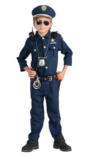 Dress Up America Police Costume for Kids – Realistic Cop Uniform with Shirt, Pants, Hat & Accessories - Halloween Costume, Size Medium 