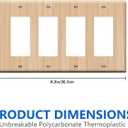 Wood Grain 4-Gang Light Switch Cover Outlet Covers Wall Plate Electrical Receptacle Switchplate Decorate Plug Cover For Living Room Bathroom Bedroom Kitchen 8.2x4.4 Inches