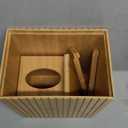 BSSN Bamboo Waste Basket and Tissue Holder,3 Gal Decorative Bathroom Recycling Trash Can, Farmhouse Rustic Trash Bin Tissue Box Cover Square Cube, for Bathroom, Bedroom, Dinner Table, Office, Kitchen