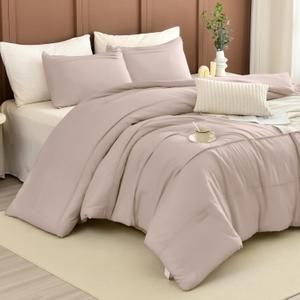 Masaca Oversized King Comforter 120x120,3 Pieces Taupe Pinch Pleat California King Comforter Oversized,Lightweight Microfiber Farmhouse Bedding Set Ultra Soft