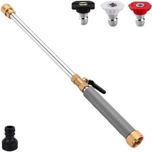 Jet Nozzle Power Washer for Garden Hose, Upgraded High Pressure Washer Wand with 3 Color-Coded Nozzles, Hydro Jet Power Washer for Car Washing, Window, Patio & Outdoor Cleaning