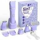 KINGTEE 5-in-1 Electric Bikini Trimmer for Women  IPX7 Waterproof Shaver, Cordless Body & Facial Razors for Women, Ceramic Blades, USB-C Rechargeable, Painless Hair Removal Kit (Purple)