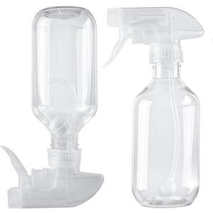2 Pack 360 Spray Bottles, 10 oz Plastic Small Containers with Adjustable Spray Nozzles, Spray Bottles for Hair, Cleaning Solutions, BBQ and Plants Clear